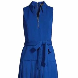 Alice + Olivia 'Yoko' Zip Front Pleated Dress (Size 0, Palace Blue)